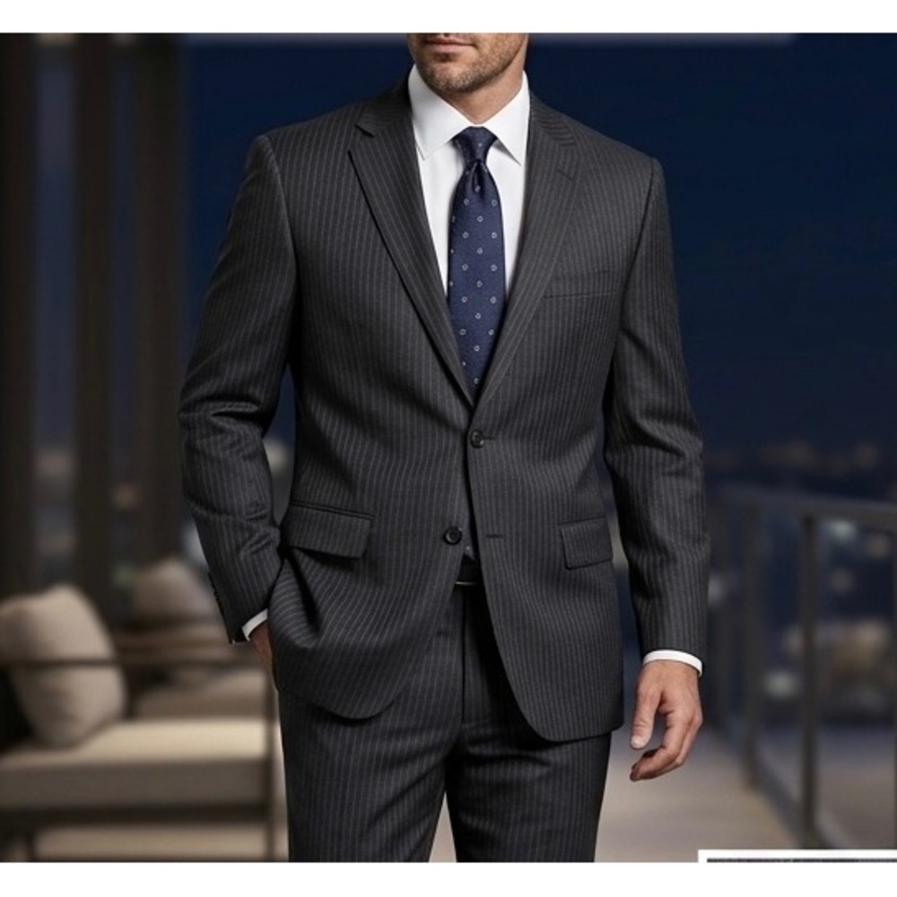 Joseph Abboud‎ Blazer Mens 40S Charcoal Gray Excellent Pinstripe Wool Sport Coat